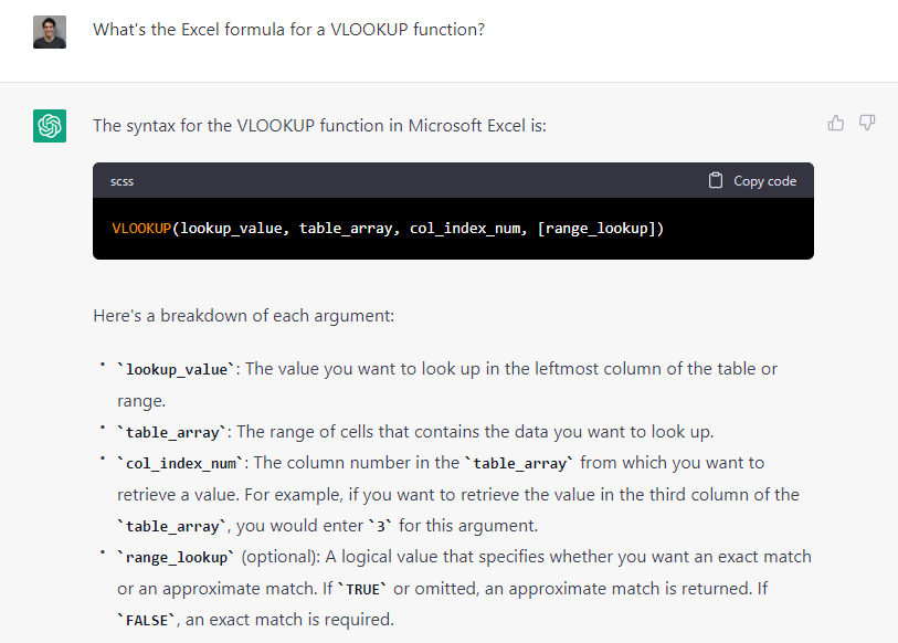ChatGPT VLOOKUP